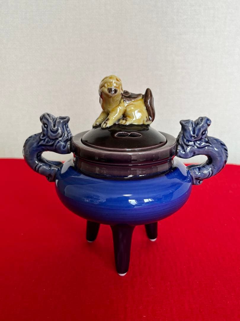 【特価】人間国宝 三代 徳田八十吉(正彦銘) 獅子摘 龍耳 香炉 T264