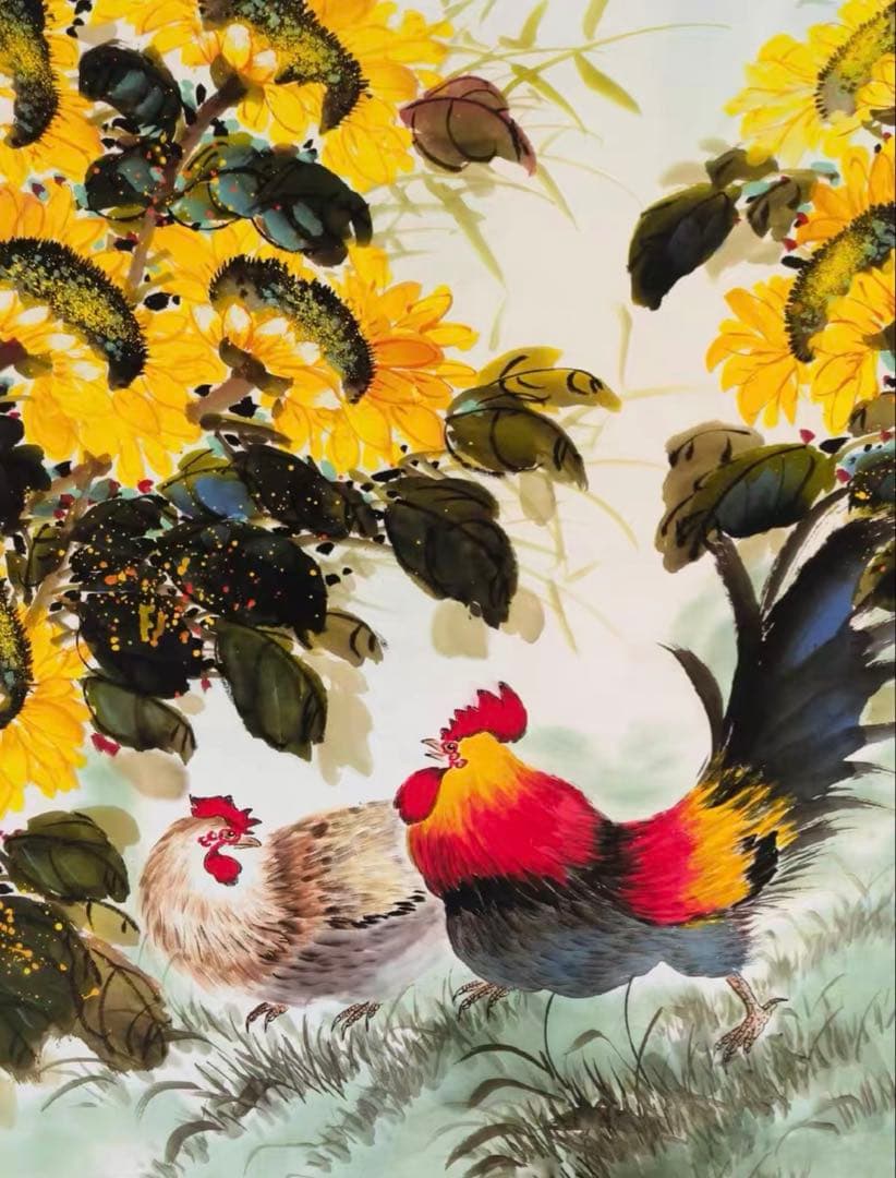 本日特価】吉祥高照 花鳥画 掛け軸｜三尺 中堂 大幅・和室 茶室向け