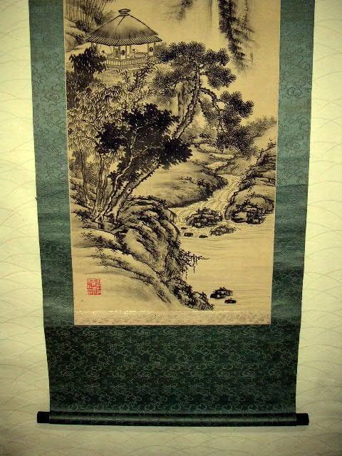 ♥掛軸 山水画 成木 星洲 掛け軸 骨董品