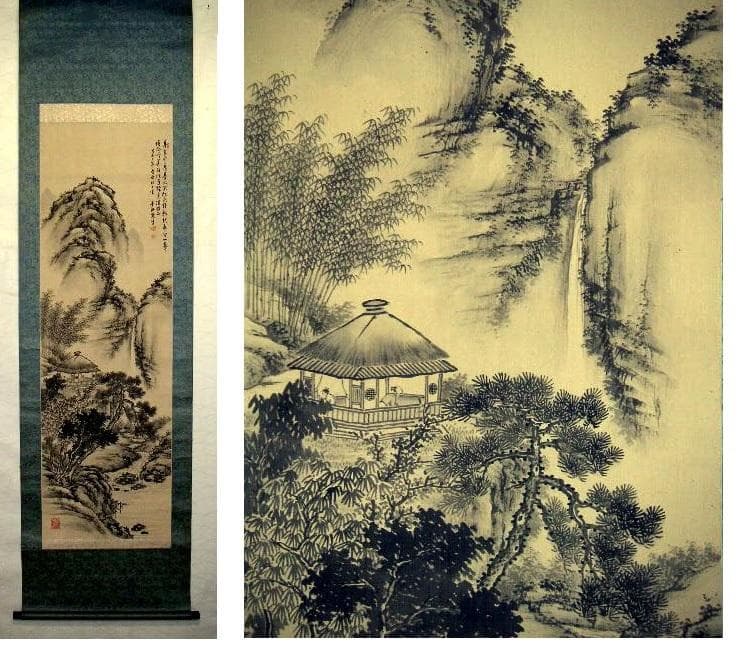 ♥掛軸 山水画 成木 星洲 掛け軸 骨董品