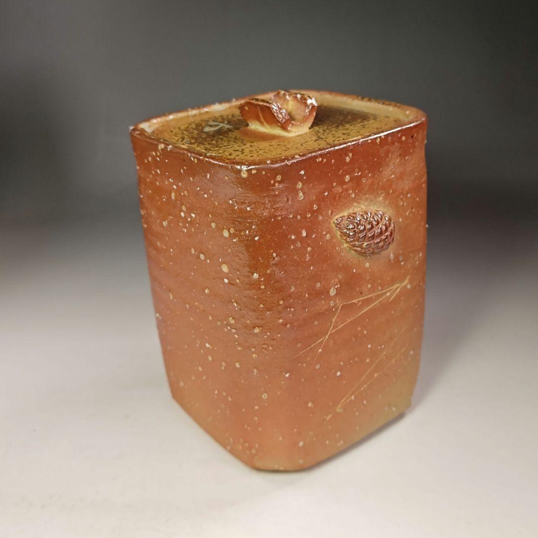 イ699 水指『信楽焼 四方形松ぼっくり耳 水指 共箱』『作家物』茶道具