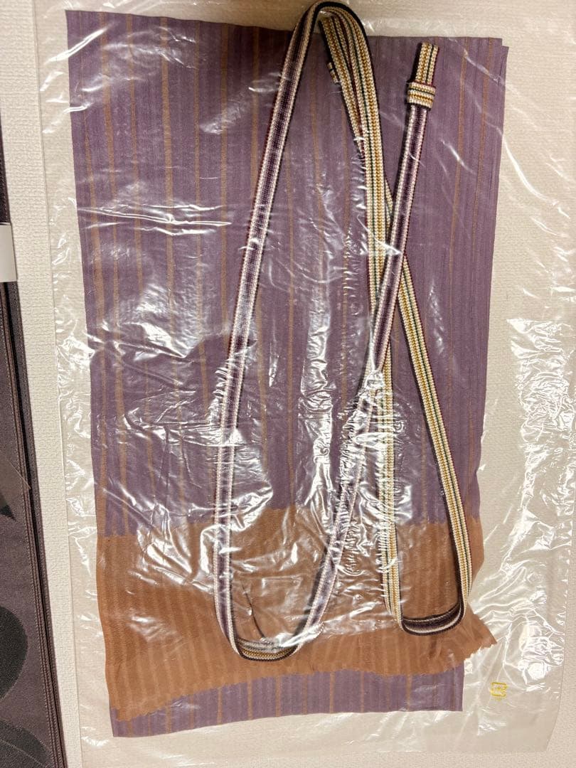 西陣織 澤屋重兵衛 濃い紫色の葉模様 名古屋帯長め日本製