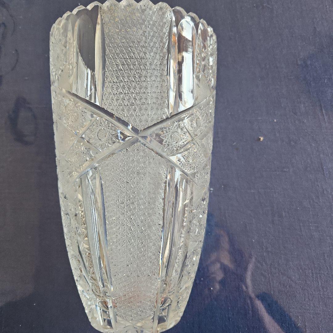 カットクリスタル 花瓶 クリスタルグラス レトロ 花瓶 美術品