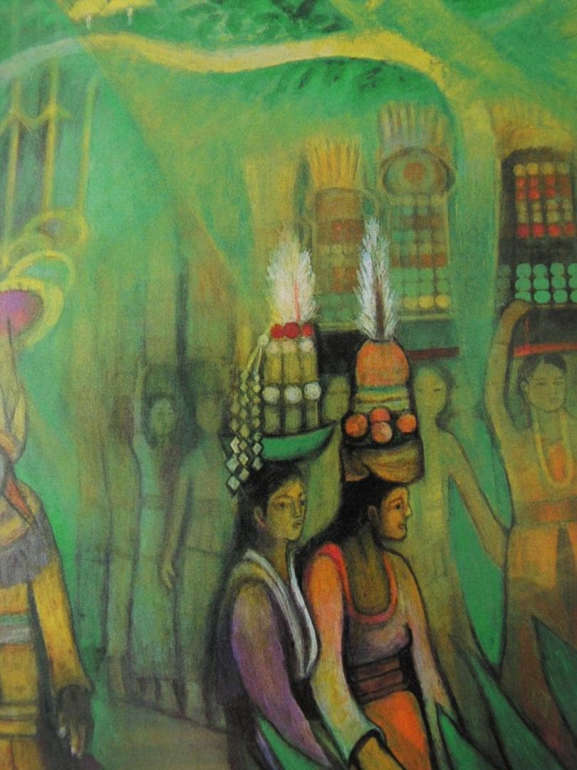 入江一子、【バリ・ガルガンまつりの日】、希少な額装用画集より、新品額装付