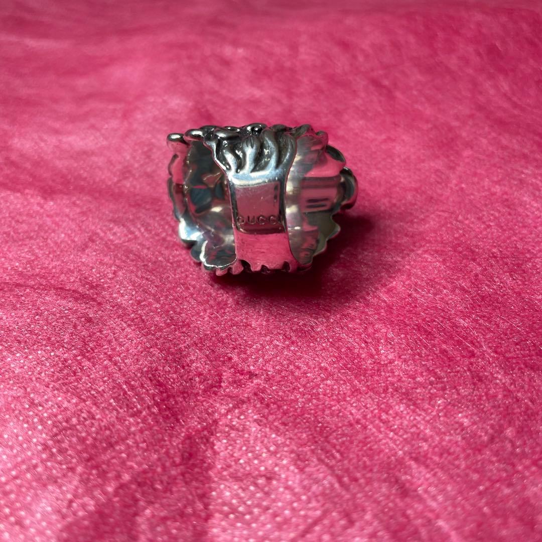 GUCCI リング 16号 ライオン クリスタル シルバー