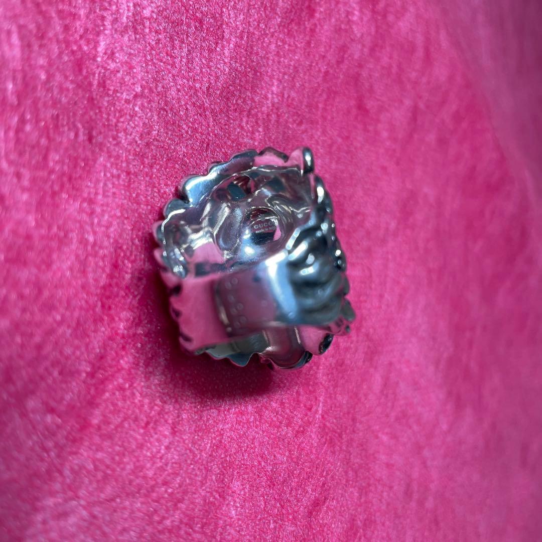 GUCCI リング 16号 ライオン クリスタル シルバー