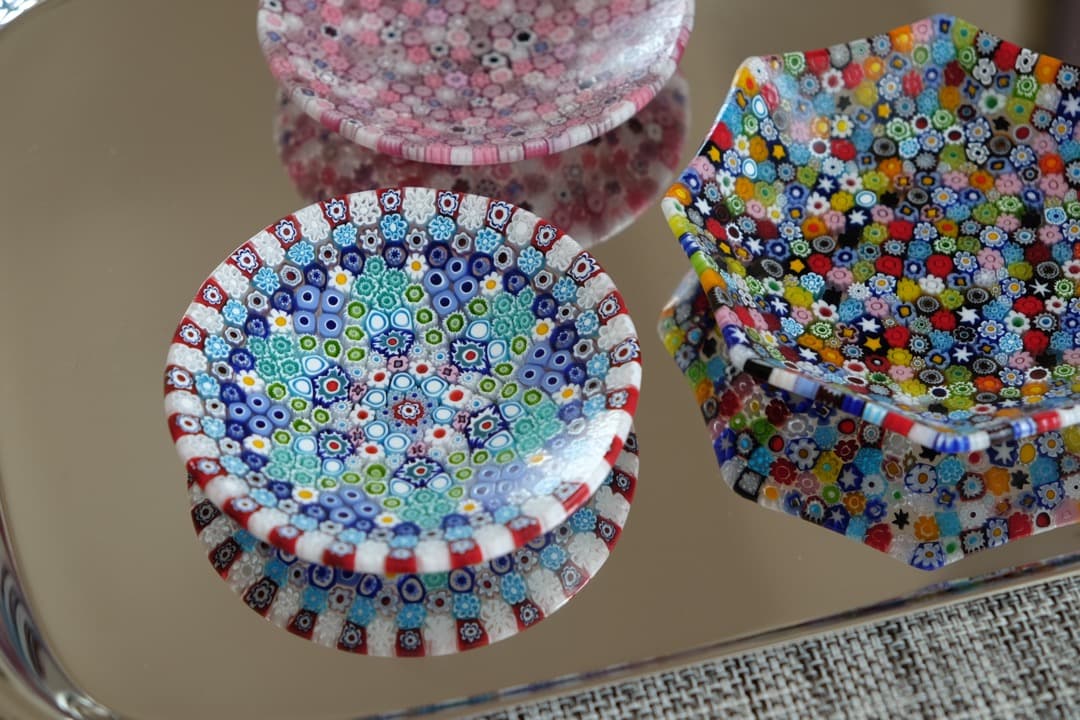 ベネチアンガラス ミルフィオリ プレート ムリーネ 江波冨士