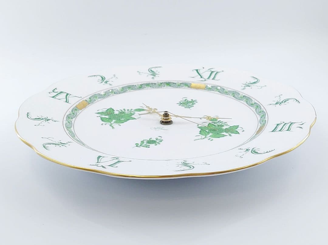 HERENDヘレンド 壁掛け時計 インドの華グリーン アポニーグリーン 28cm