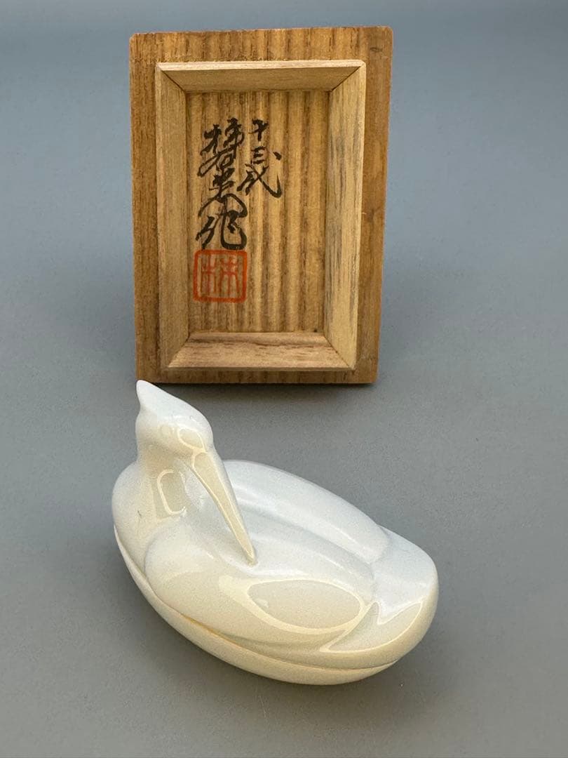 茶道具 香合 柿右衛門 白磁鷺 - AACLICK.COM