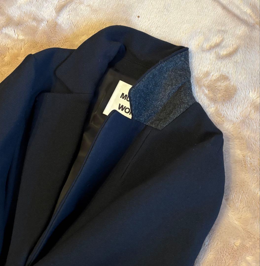 最終！ミュベールワーク ざっくりチェスターコート 美品38 ネイビー