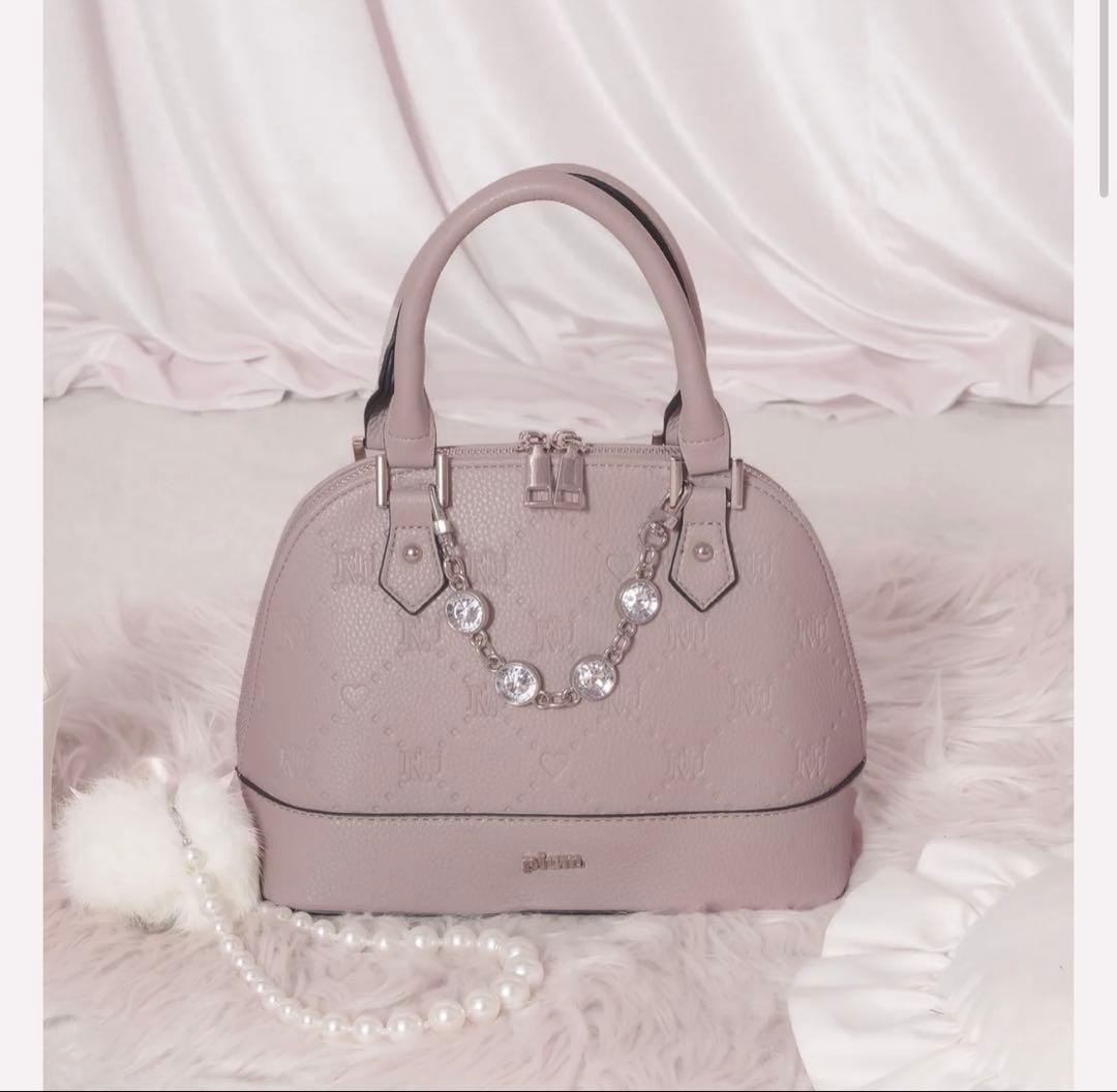 ビジュー付きpiumモノグラムミニバッグ