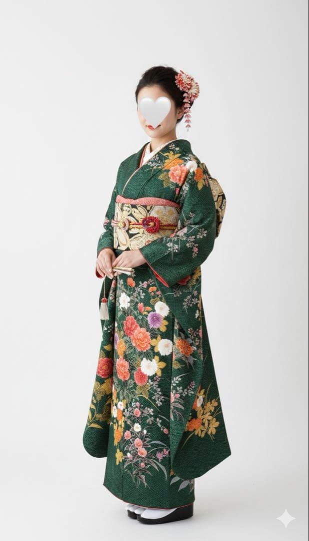 逸品】藤娘きぬたや 総絞り 振袖 橙色 裄64 長襦袢 刺繍半襟(さんび