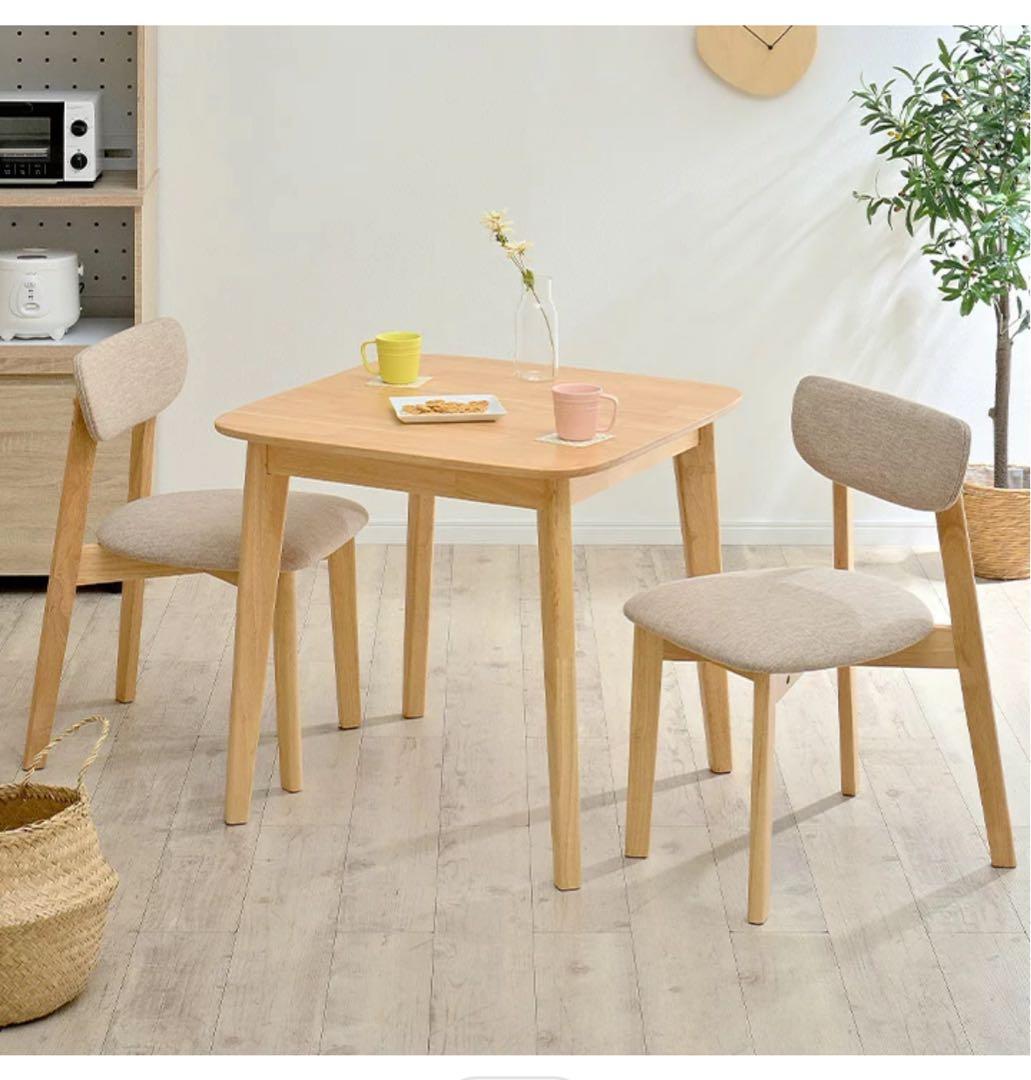 【ぴよ様】【横浜市引取】天然木ダイニングテーブルセット♡2人がけ♡ライトブラウン