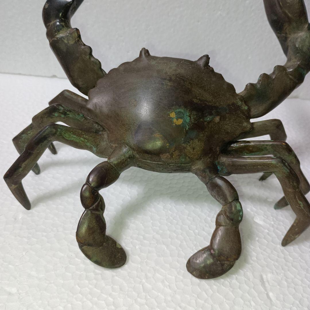 銅 細工 ♦置物　渡り蟹　カニ　銅製　1.1kg ★アンティーク　蔵出し
