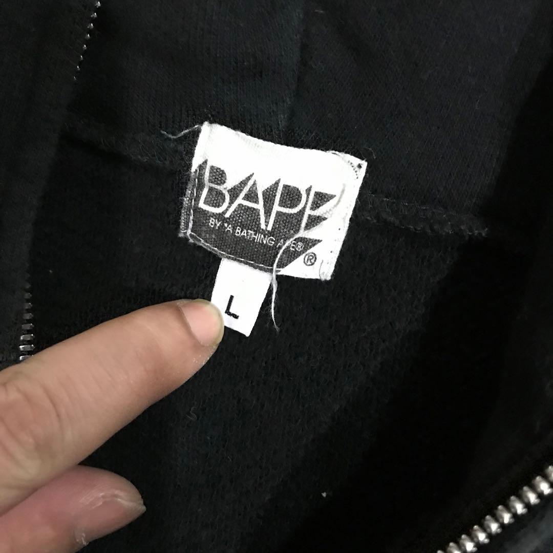 A BATHING APE ビッグロゴ スウェット パーカー 希少 黒黄 Ｌ