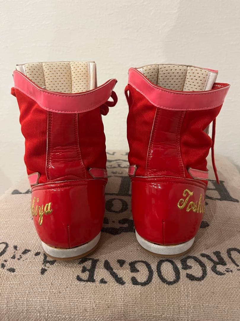 最終価格】ミズノ ボクシングシューズ 25cm 赤/白/ピンク MIZUNO