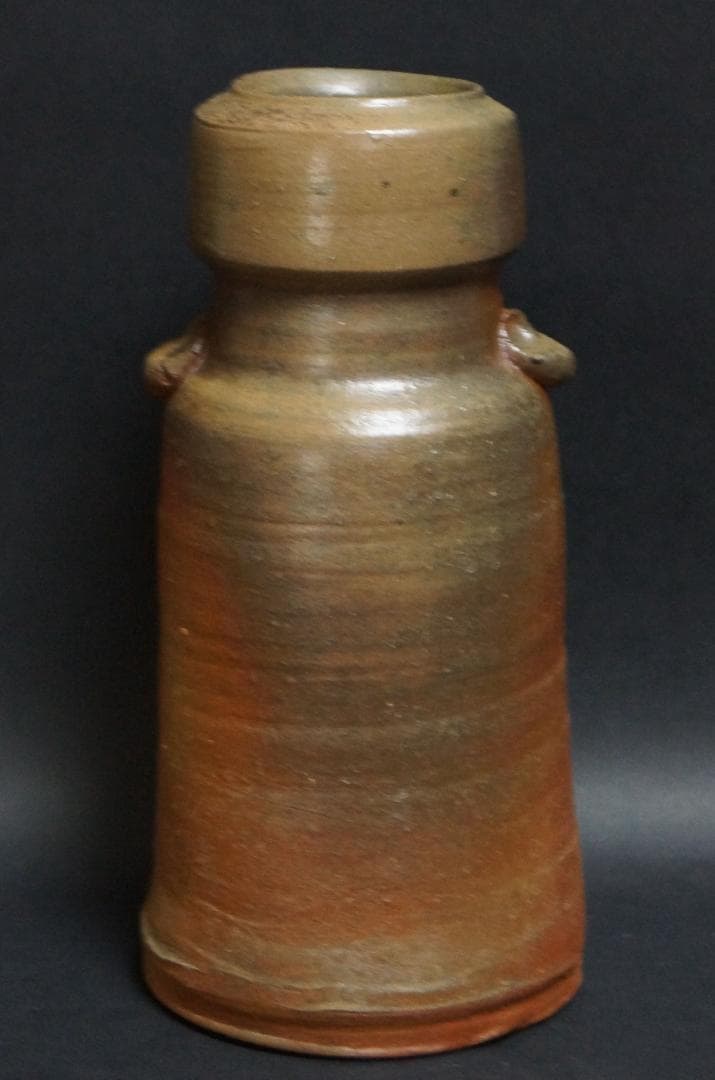 茶道具 備前焼 小林良巳造 耳付花入 窯変 花瓶 飾壺 共箱 / 花器 茶道具