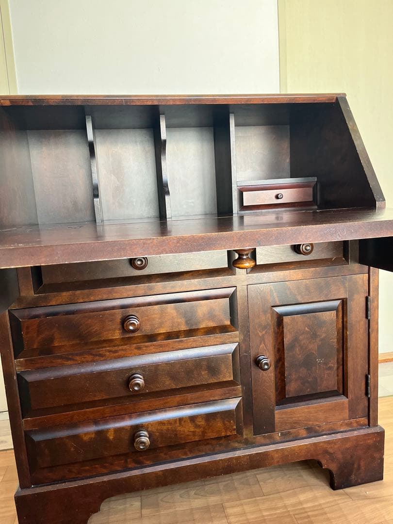 【期間限定セール】北海道民芸家具 ダークブラウン ライティングデスク