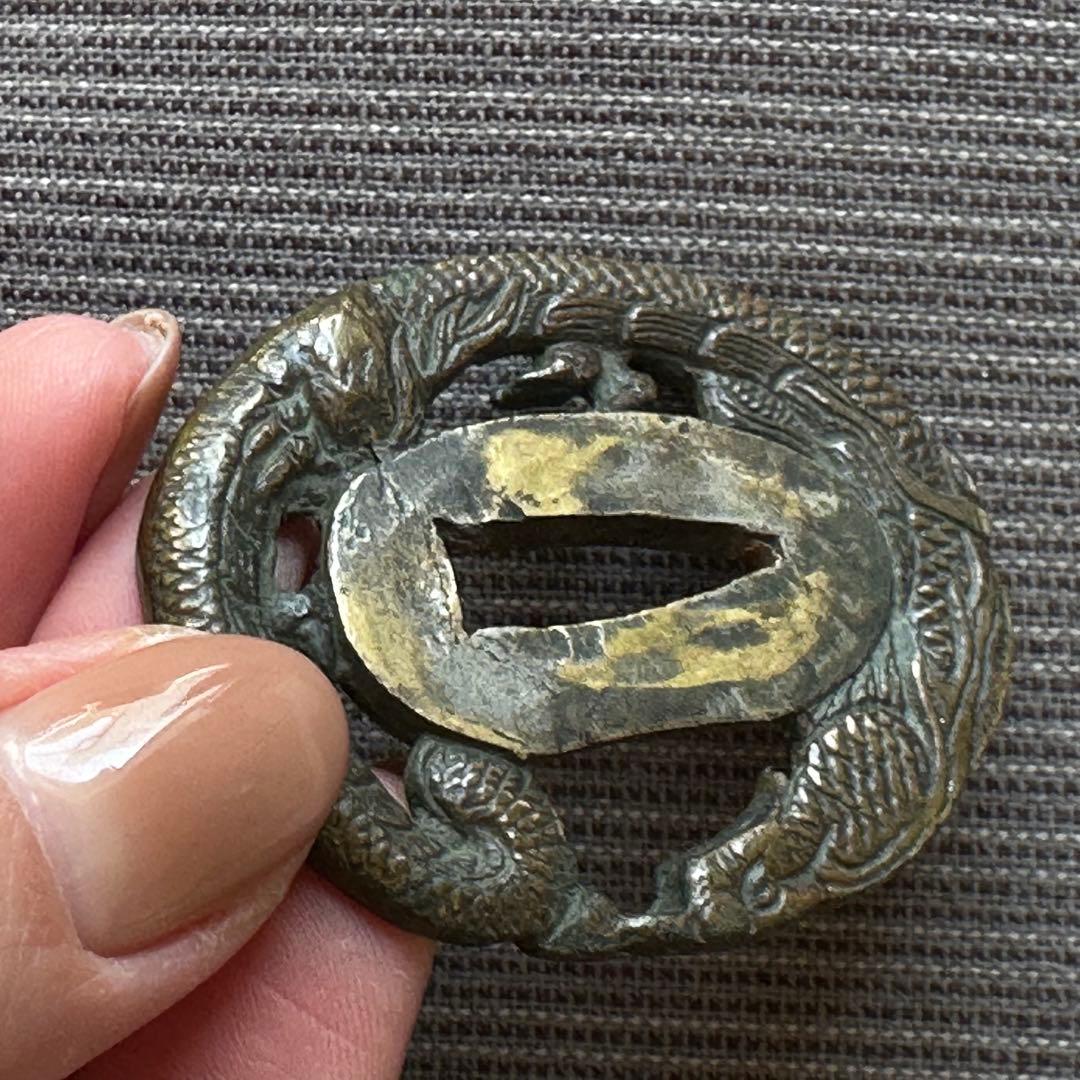 日本刀装具　短刀鐔　一匹龍　黄銅