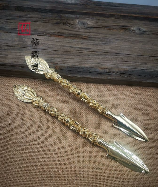 【修縁堂】 密教法具古美術品 真鍮製 如意財神剣 辟邪 開運