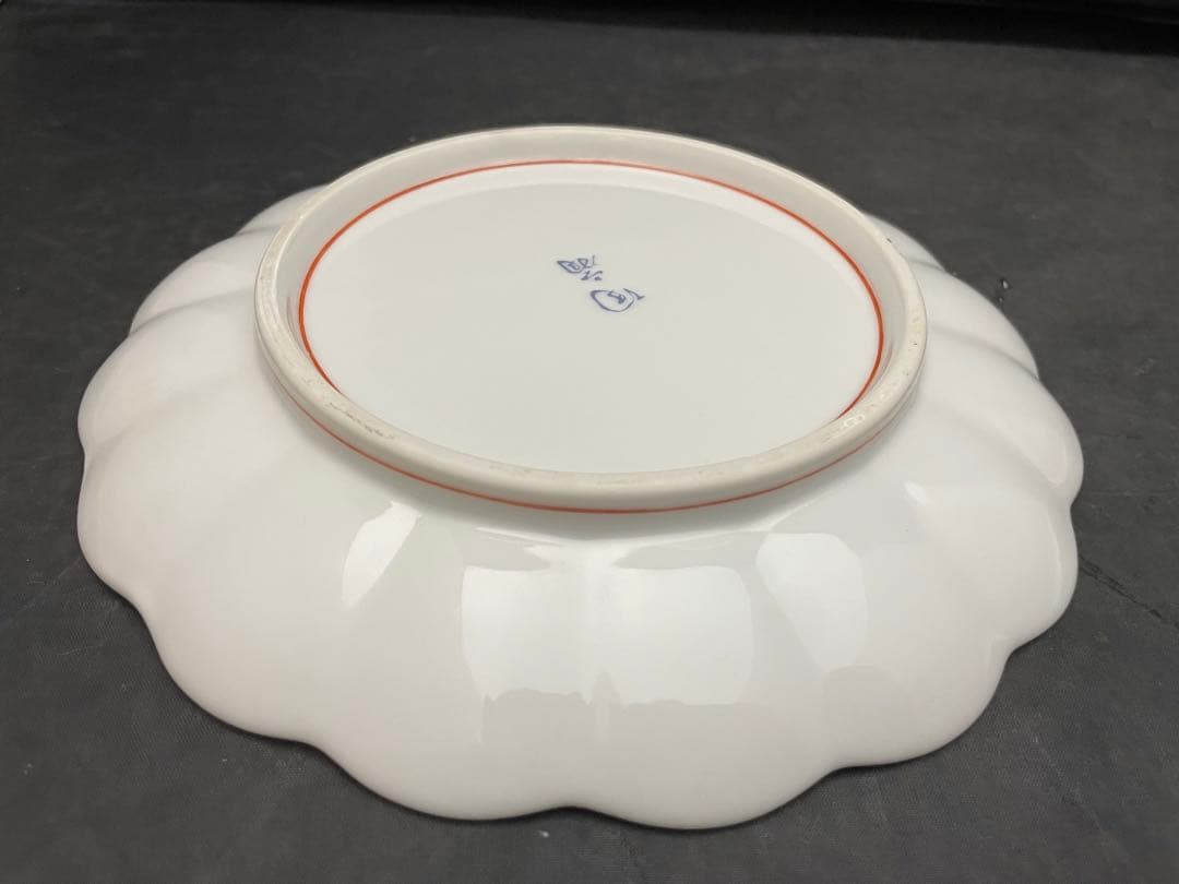 有田焼 陶扇 錦絵 金彩色絵 銘々皿 5枚 菊割皿