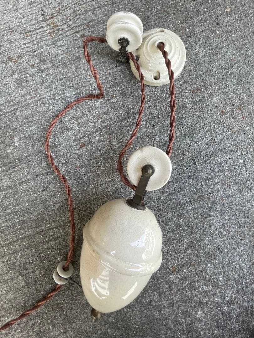 merci】 2a. フランス 吊り下げ 滑車 ランプ 古道具 店舗什器