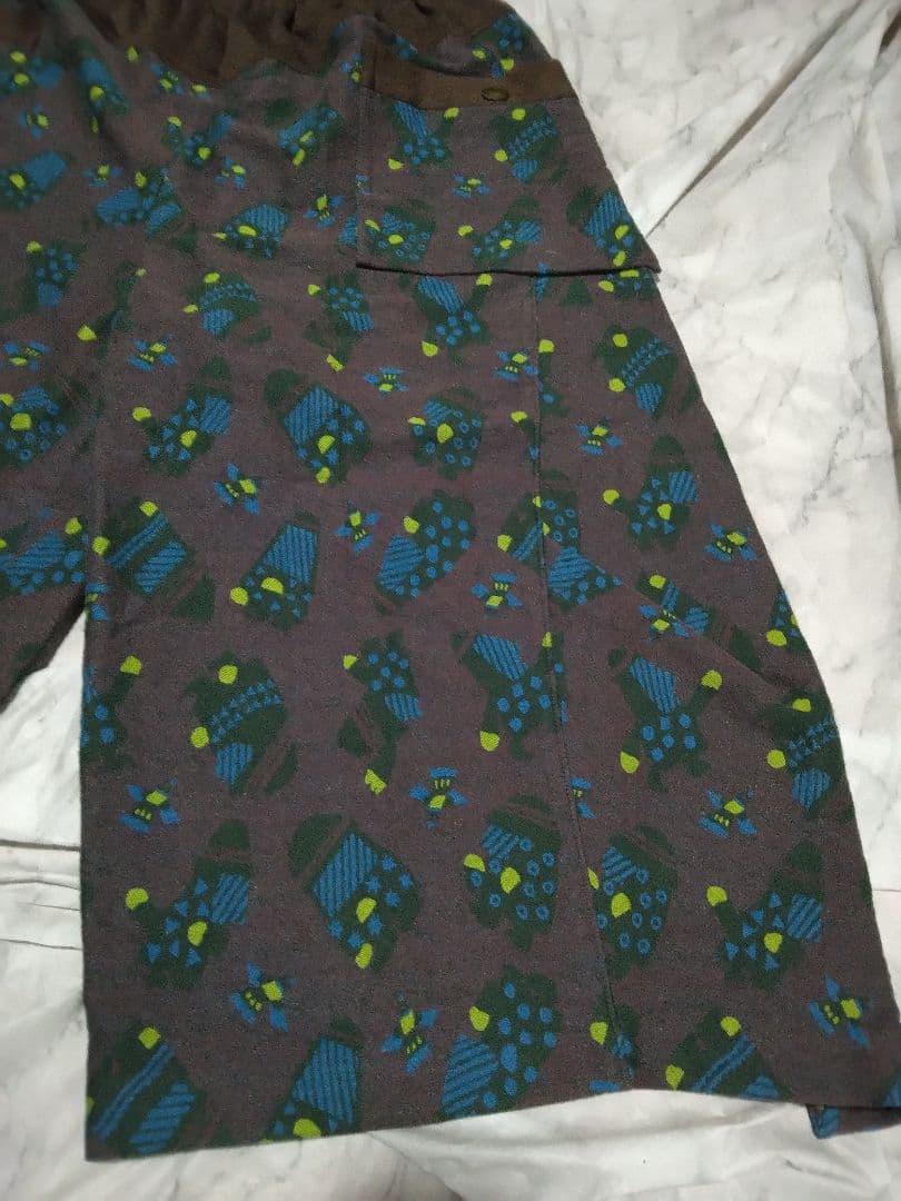 センソユニコ　あん吉　ガウチョパンツ　パンツ ブラウン・青・緑模様