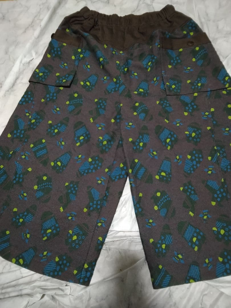 センソユニコ　あん吉　ガウチョパンツ　パンツ ブラウン・青・緑模様