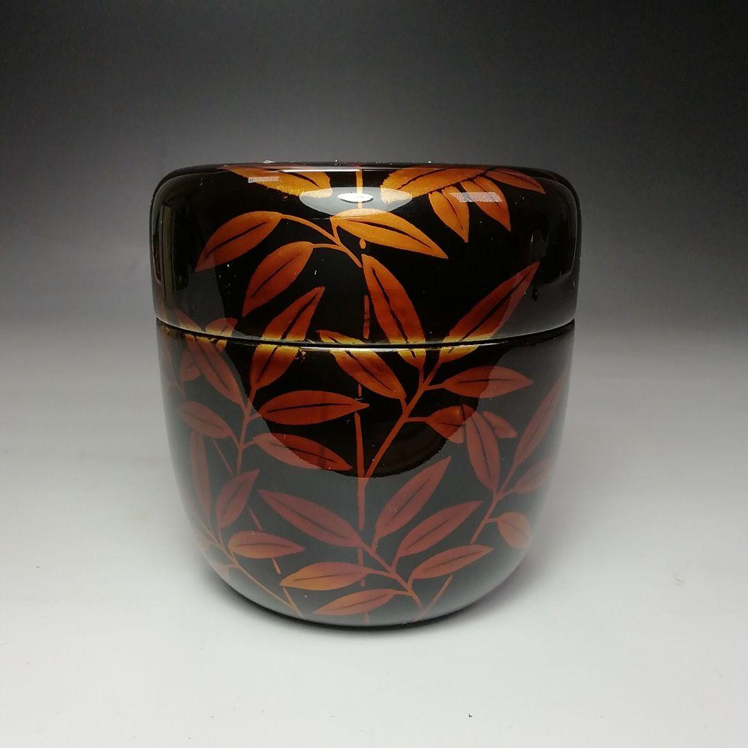 S650 棗 『白檀塗 笹蒔絵』『大棗』『蒔絵師 中村香鳳』 共箱