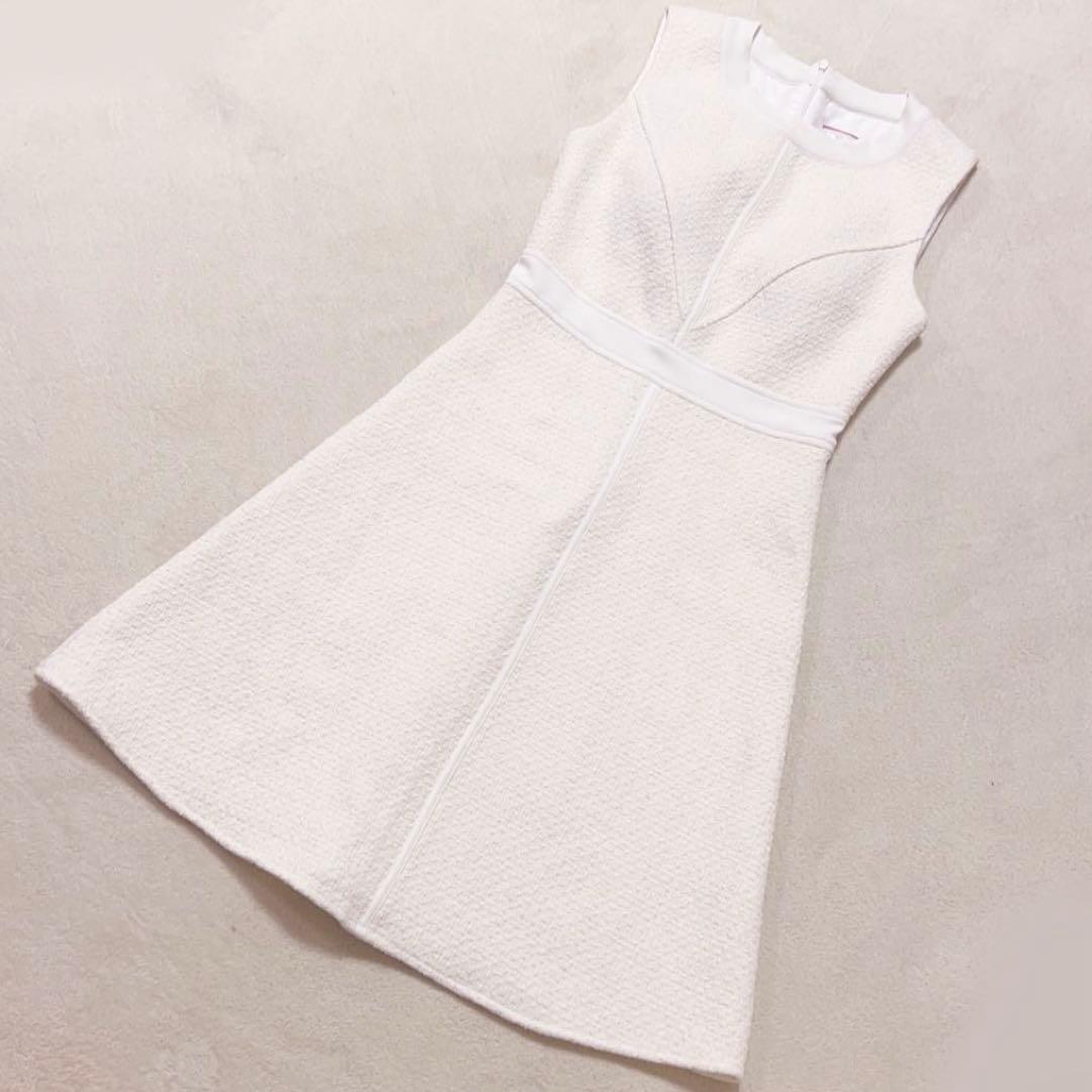 美品　erukei エルケイ　ツイードワンピース　白　銀座クチュール　ホワイト