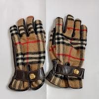 BURBERRY】チェック柄カーフレザー手袋 M イタリア製