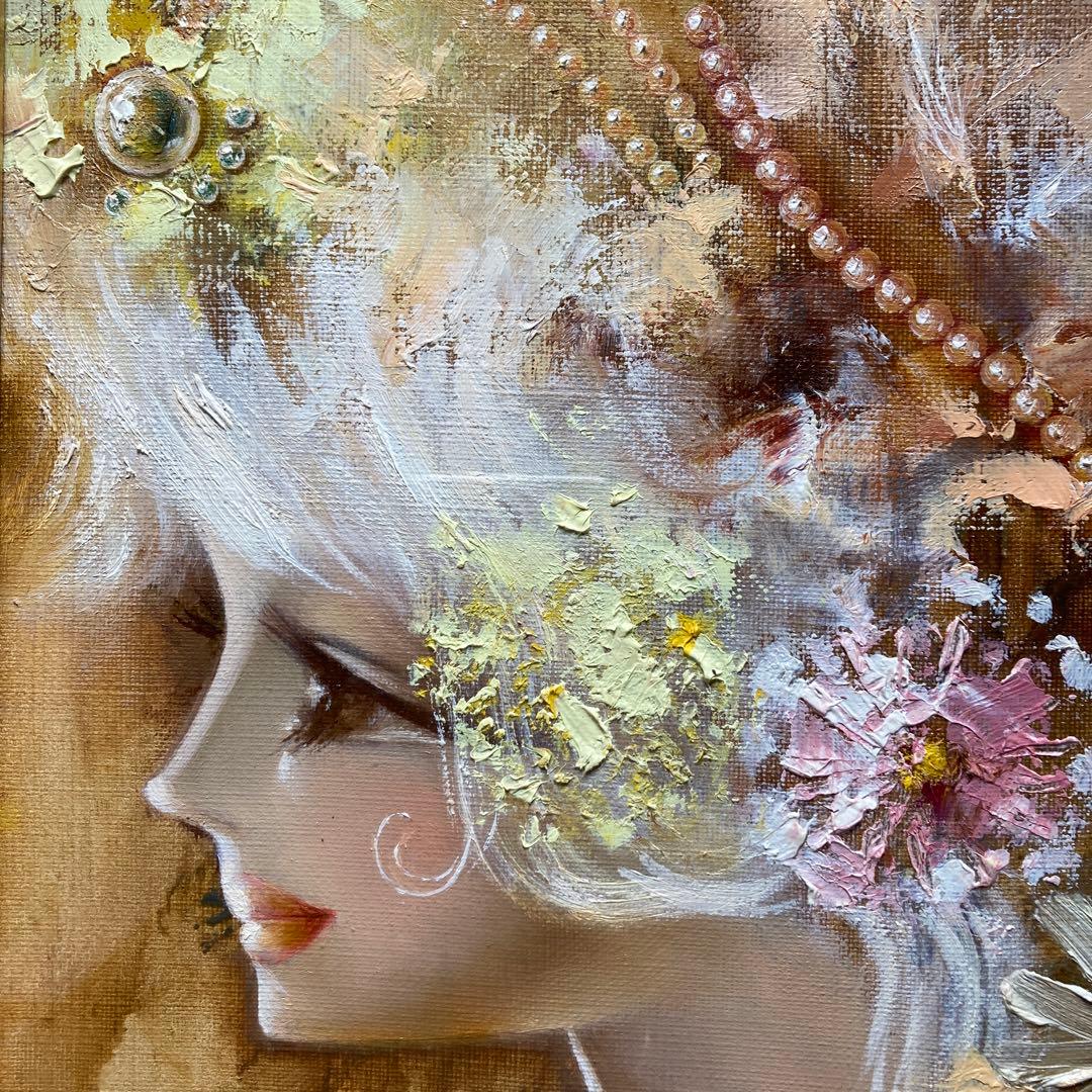 鶴岡義雄『マドモアゼル』額56×47絵薬33×24F4サイズ