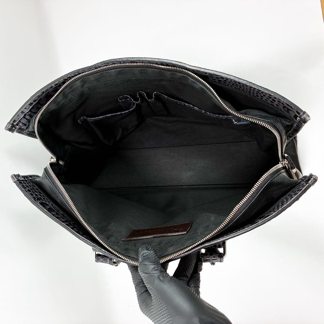 STEFANO MANO ステファノマーノ　クロコ型押し　レザー　ビジネスバッグ