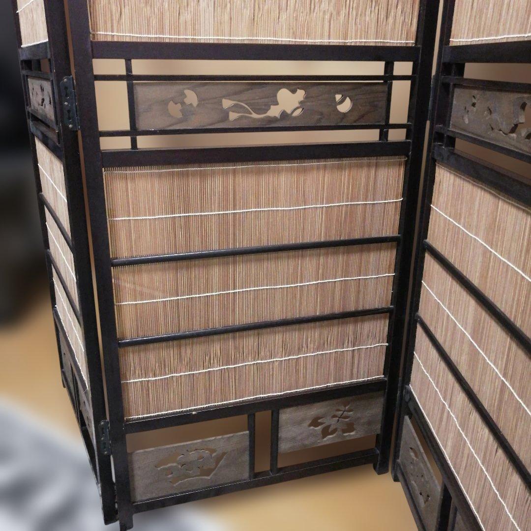 和モダン竹細工衝立 4連パーテーション屏風の通販はau PAY マーケット