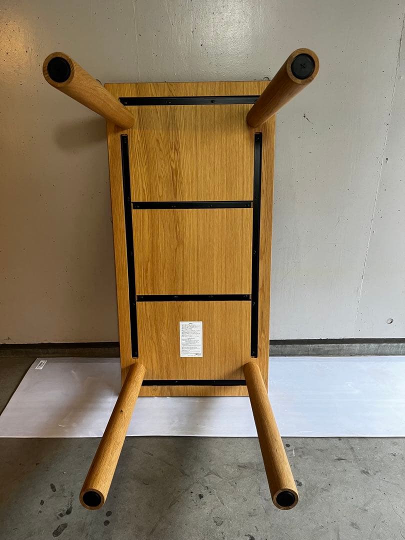 美品・廃盤希少★無印 板と脚でできた木製テーブル・オーク材・幅１２０ｃｍ