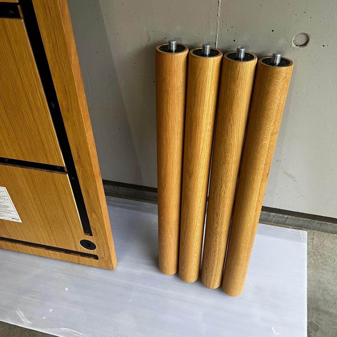 美品・廃盤希少★無印 板と脚でできた木製テーブル・オーク材・幅１２０ｃｍ