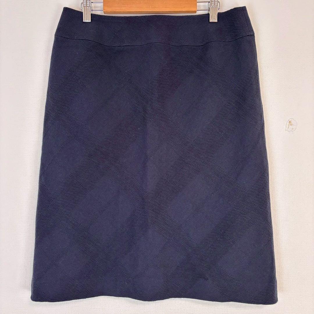 ▼バーバリーロンドン【2L】膝丈タイトルカート チェック柄大きいサイズ キュプラ