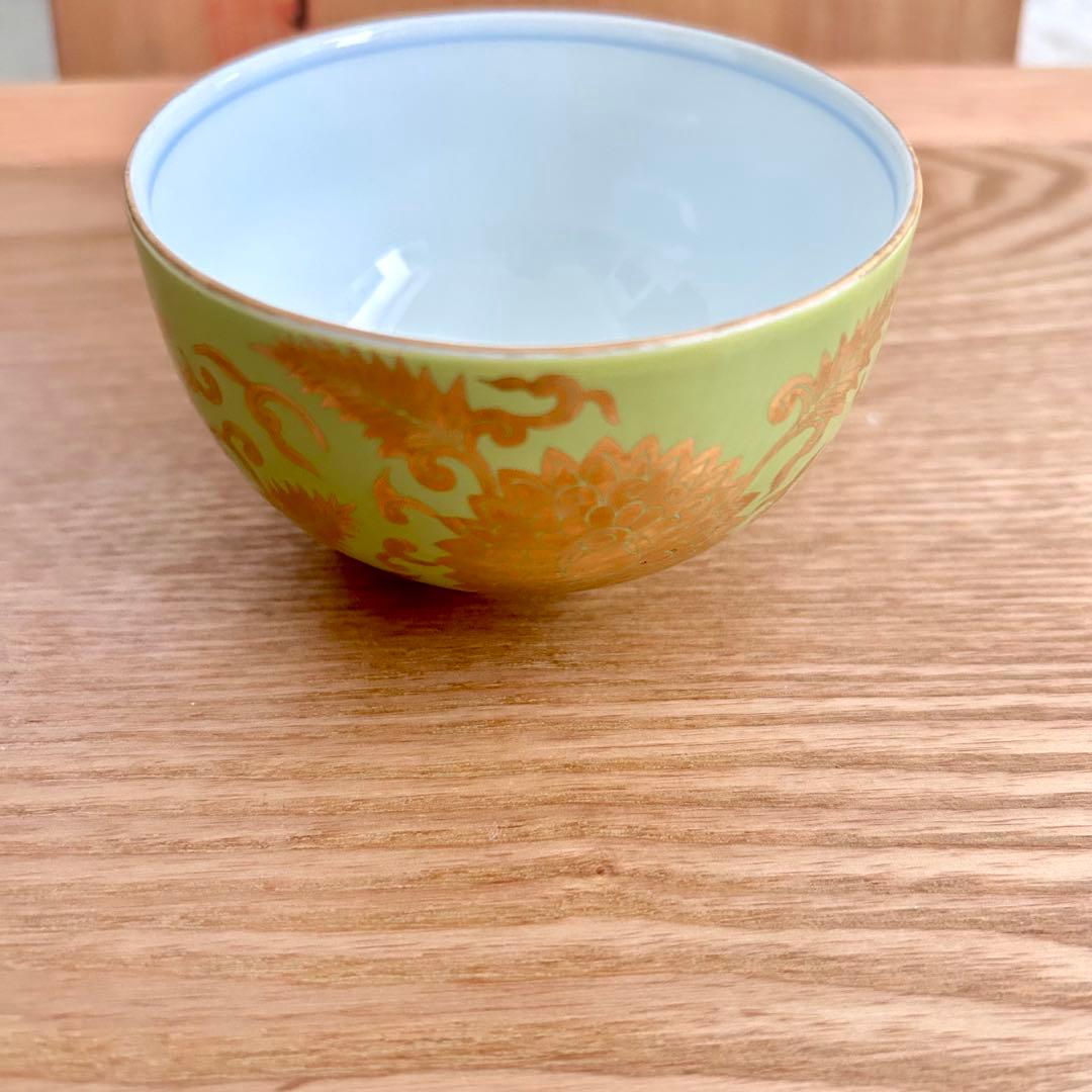 激レア✨ 其泉窯　有田焼　萌黄金欄手 茶器セット　急須1客　湯呑5客　金彩