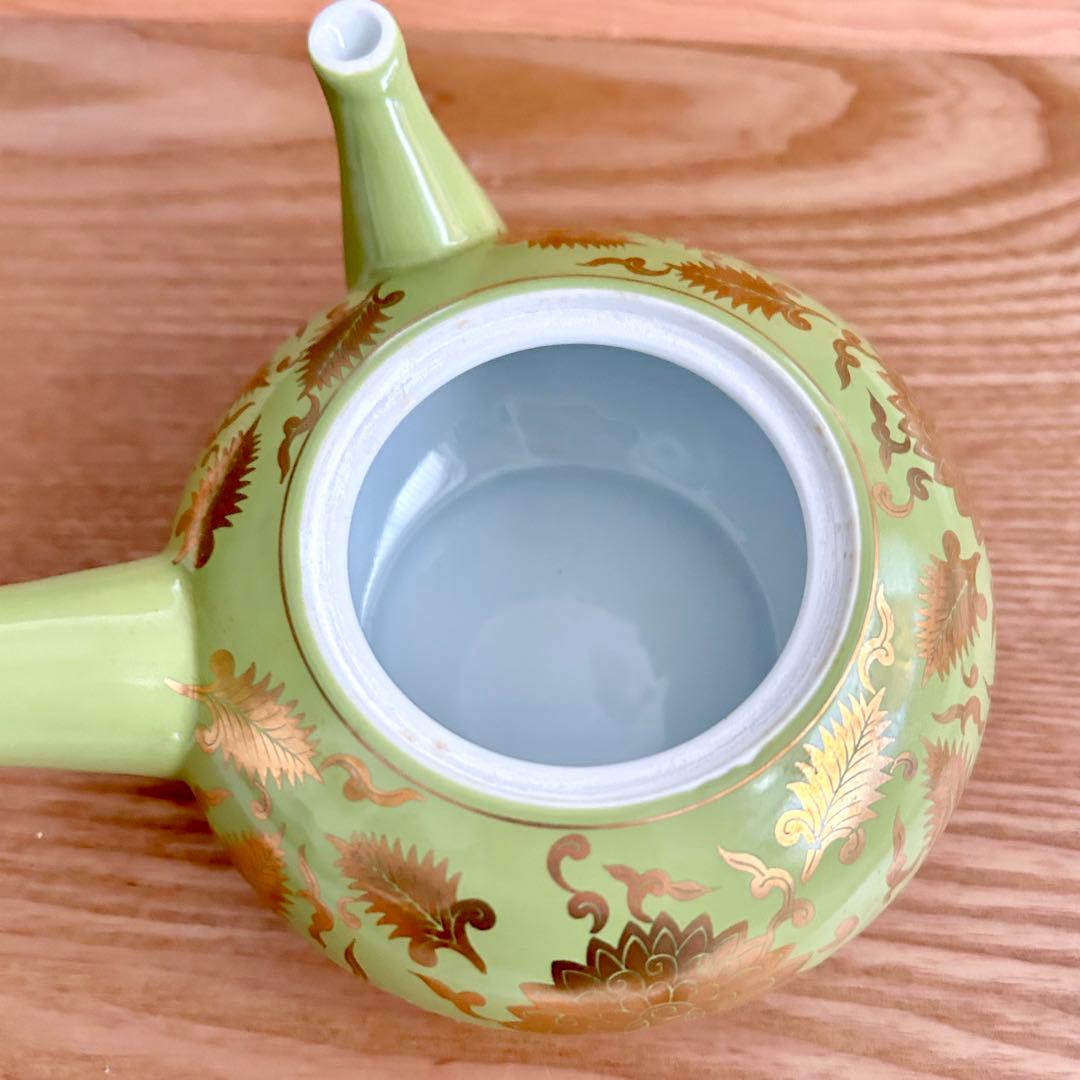 激レア✨ 其泉窯　有田焼　萌黄金欄手 茶器セット　急須1客　湯呑5客　金彩