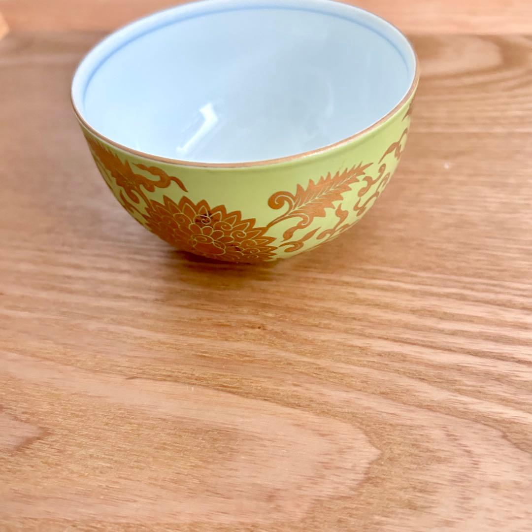 激レア✨ 其泉窯　有田焼　萌黄金欄手 茶器セット　急須1客　湯呑5客　金彩