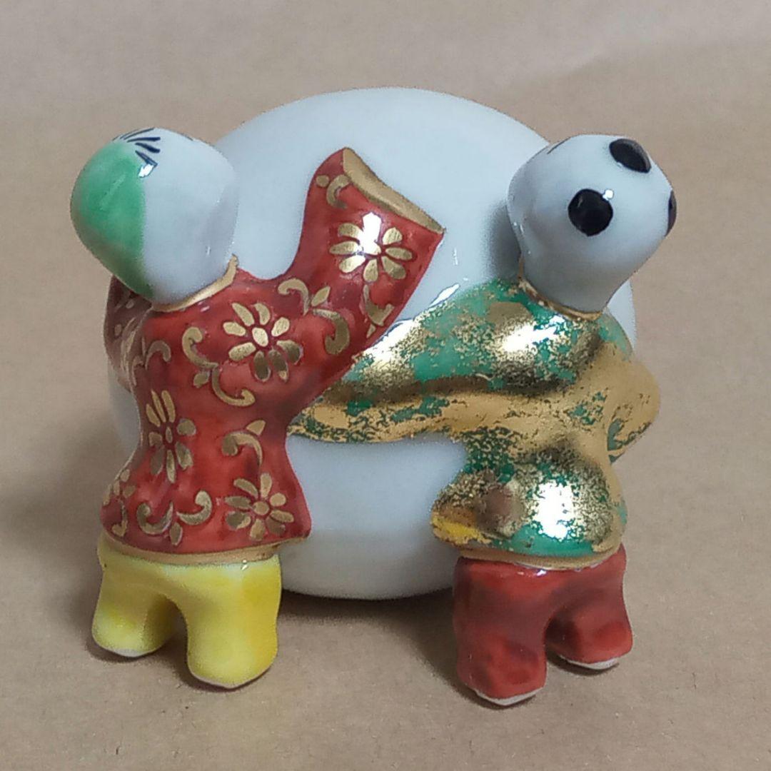 蓋置 色絵 雪だるま二閑人 昭阿弥