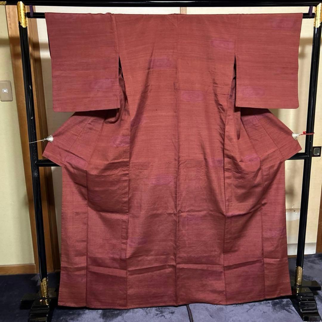 u*8様 未使用近い 美品　単衣 結城紬 小紋 80亀甲 フルセット 身丈162