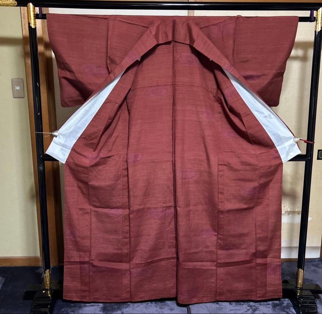 u*8様 未使用近い 美品　単衣 結城紬 小紋 80亀甲 フルセット 身丈162