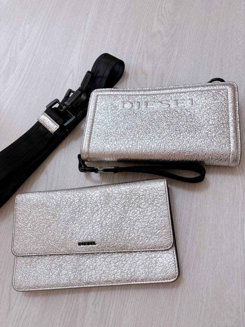 DIESEL ディーゼル ショルダー バッグ ロゴ シルバー 財布