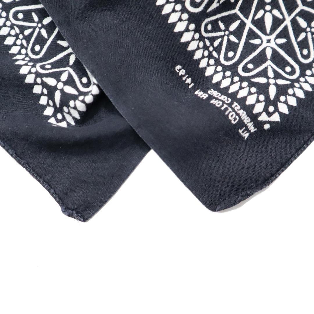 60s 70s ビンテージ ブラック クロス バンダナ 黒 RN14193 古着