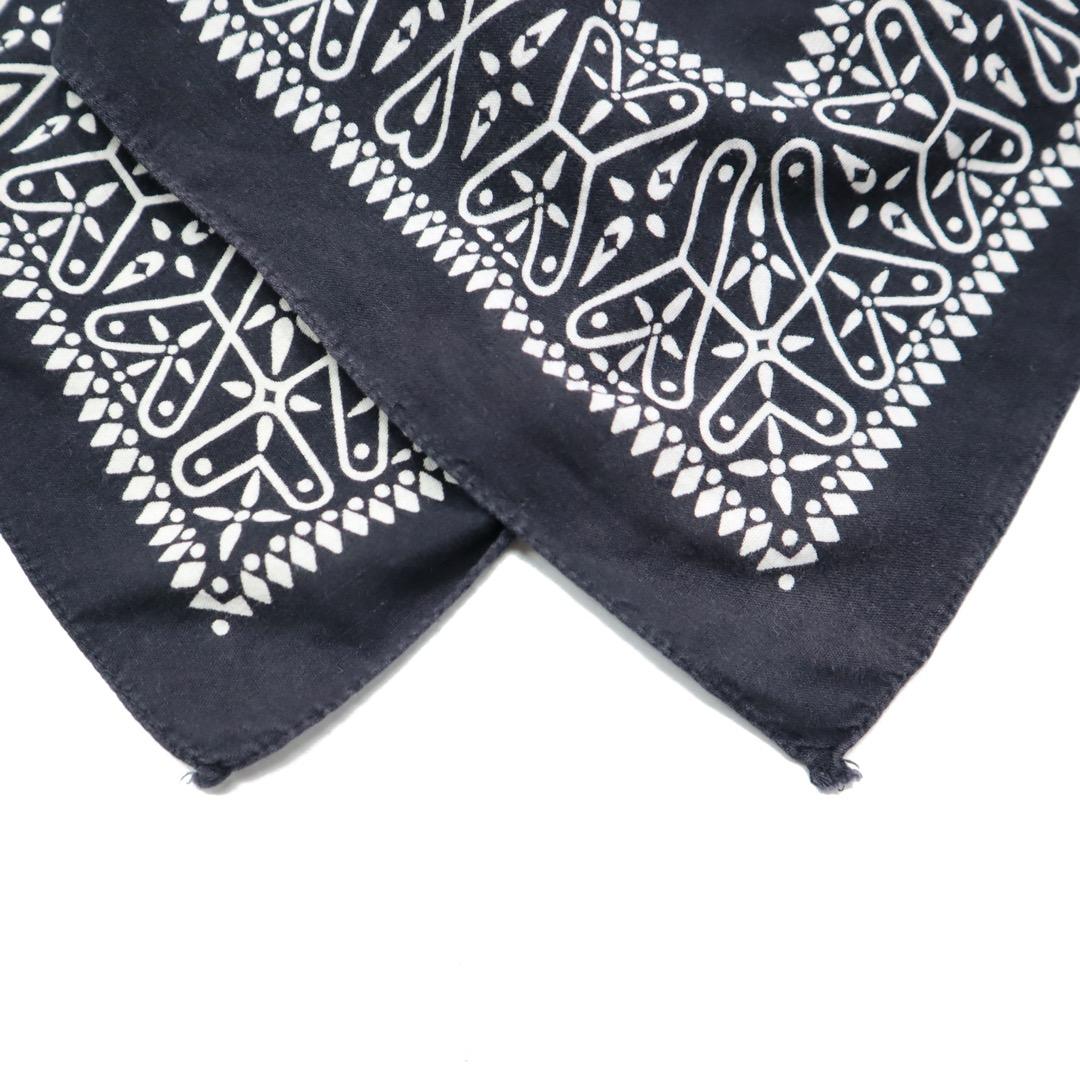 60s 70s ビンテージ ブラック クロス バンダナ 黒 RN14193 古着