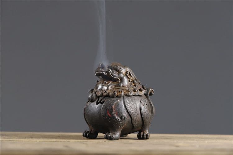 瑞獣 香炉 鉄製 文房具 茶道具 重厚 極細工 工芸品 美術品 茶寵の
