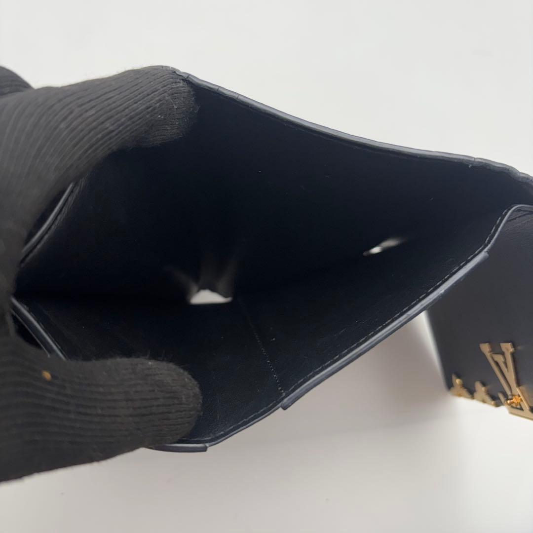 【美品】ルイヴィトン カプシーヌ コンパクト 3つ折り財布 フラワー ブラック