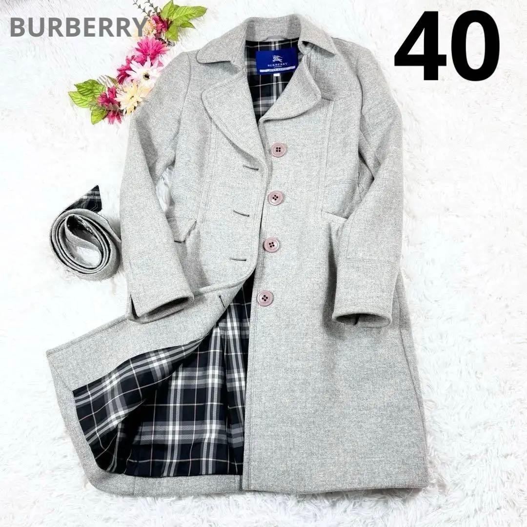 【極美品】BURBERRY BLUE LABEL チェスター アンゴラ混　４０ 極美品】BURBERRY BLUE LABEL チェスター アンゴラ混 40