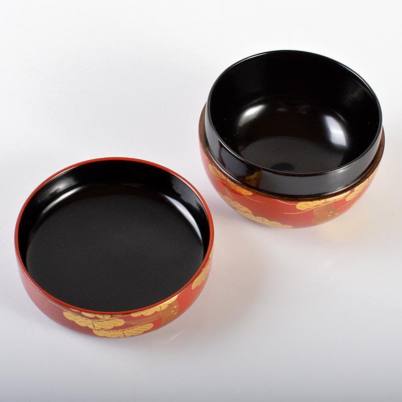 茶道具 越前塗 宮田宗景作 朱塗 松蒔絵 棗 共箱 V 5753